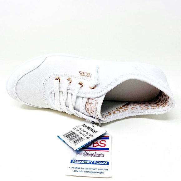 Skechers Bobs B Cute White Womens Memory Foam Casual Walking Shoes - Picture 4 of 5